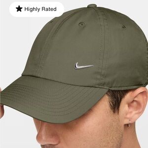 Nike Olive Baseball Cap with Silver Swoosh unisex